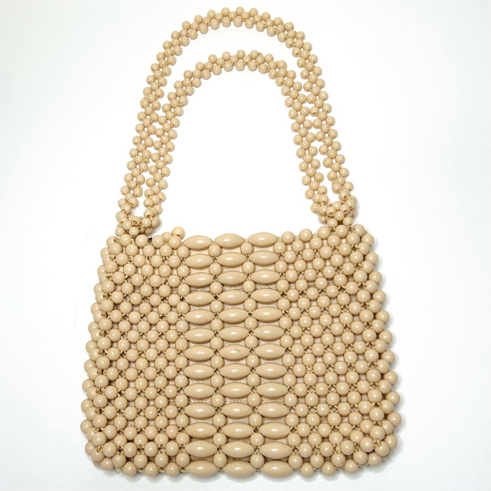 Vintage Sarne’ Ivory Beaded Small Handbag Purse Made in Hong Kong